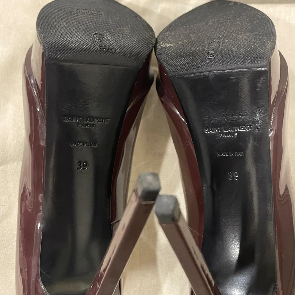 Saint Laurent Dark Burgundy Patent Heels - Picture 4 of 4